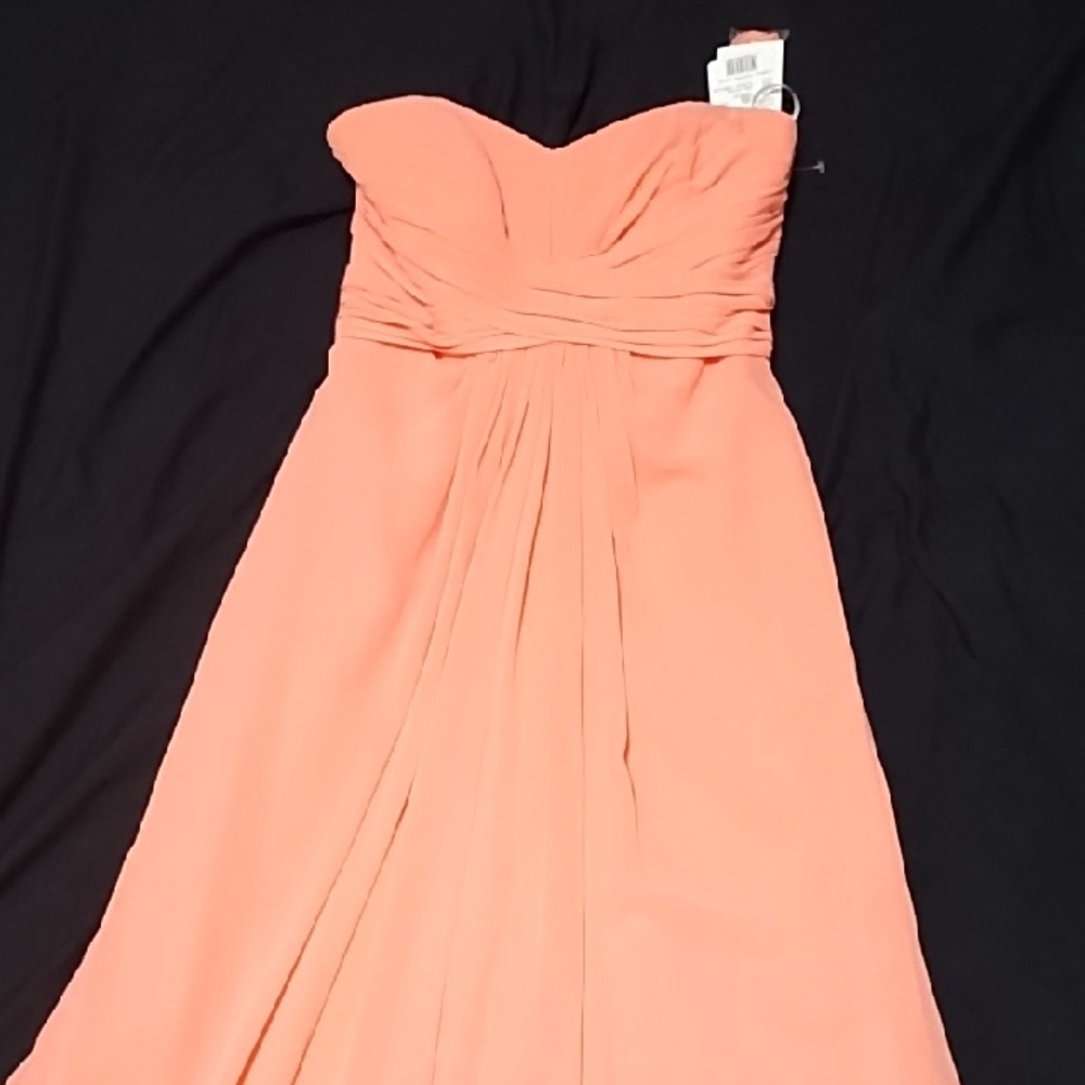 NWT David's Strapless Coral Formal / Prom/ Bridesmaid Dress Sz 2